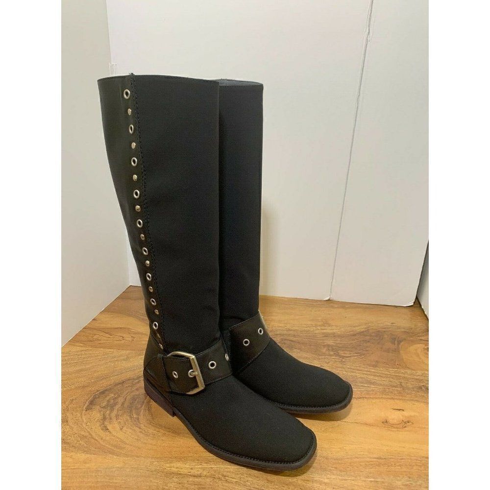Donald J Pliner Gale Women's Knee High Boots Black Crepe Elastic Size US…